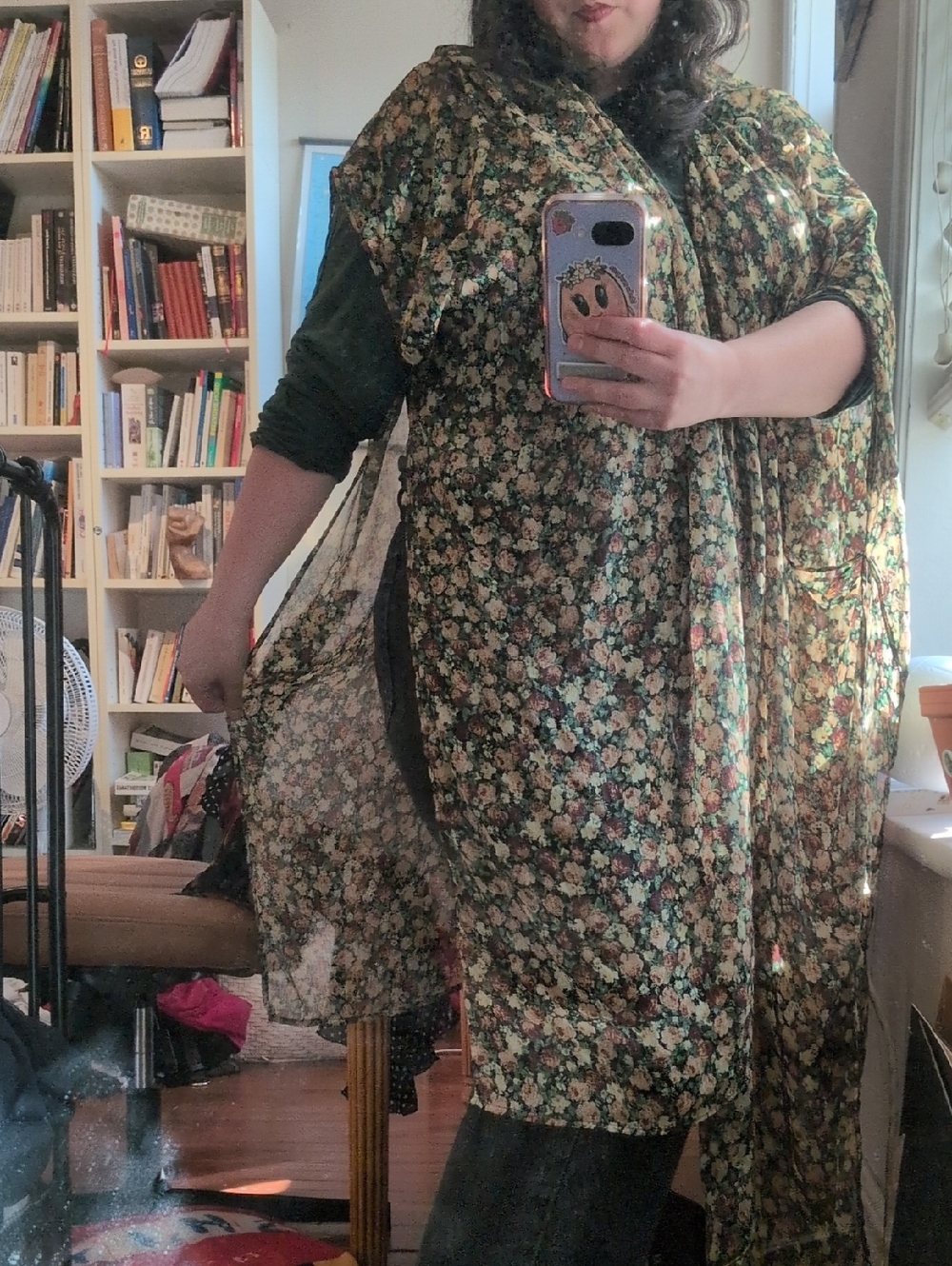Floral Sheer Duster Vest - Green Multi